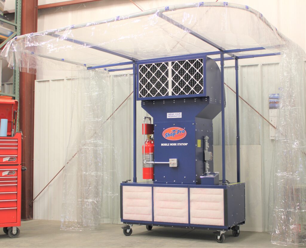 Mobile Work Station Portable Paint Booth with Curtain and Fire Suppression System